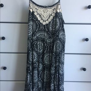 Black and white sun dress with lace detail